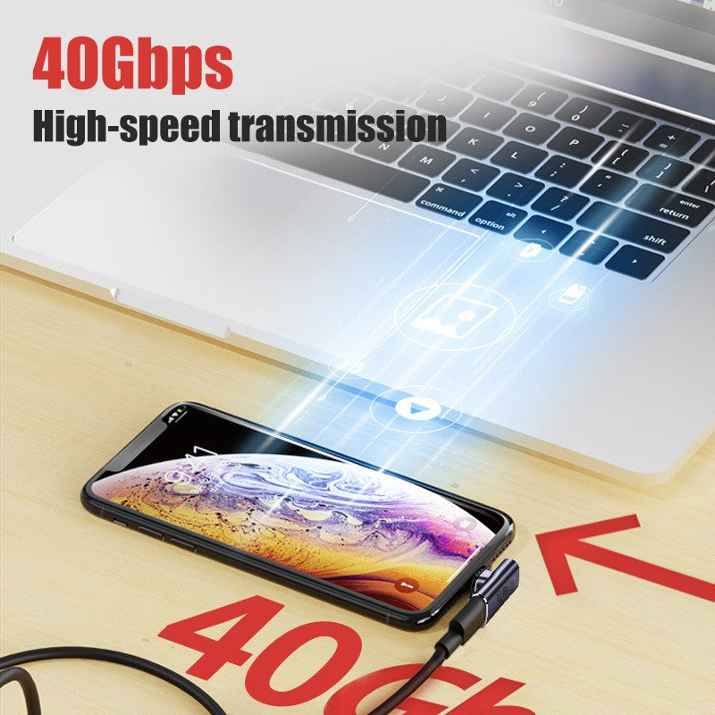 USB4.0 40Gbps OTG C-type 90 degree Adapter 100W 5A USB C to Type C Fast Charging Converter USB C Data Adapter For Macbook 8K60HZ