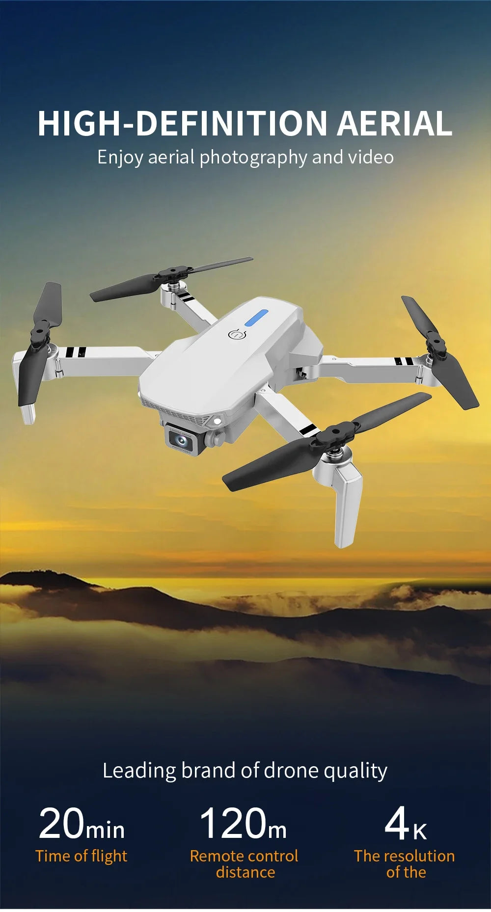 KBDFA 2025 E88 Drone RC Professionnel HD 4K avec Caméra Grand Angle, Hélicoptère Pliable, Quadricoptère, Jouet Cadeau pour Enfant
