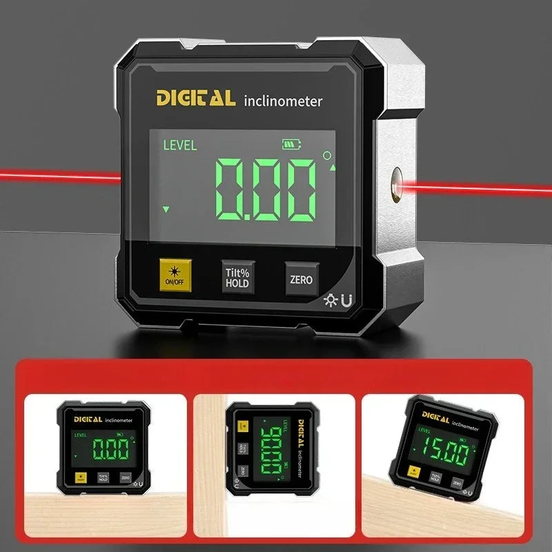 Household Double Sided Laser Inclinometer Multifunctional Four Sided Magnetic Absorption Angle Level Small Slope Measuring Tools - Shoppiline
