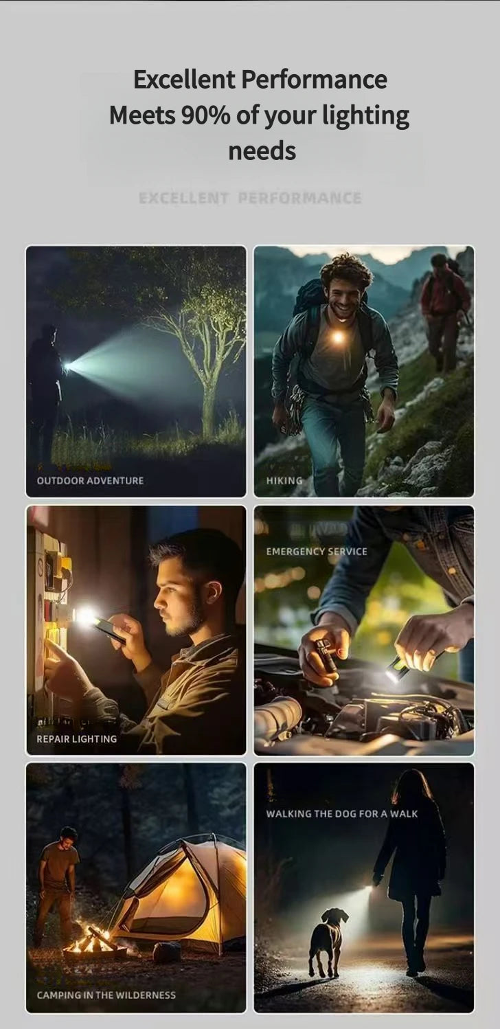 2026 NEW  LED Keychain Flashlight USB-C Rechargeable 600Lm Portable Mini Torch Light Pocket Lantern Flood Work Light With Magnet