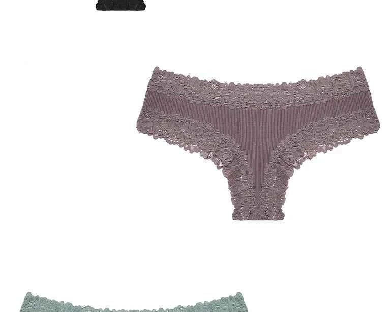 3PCS/Set Women Sexy Lace Panties Cotton Seamless Brazilian Panties Female Sexy Low Rise Soft Underwear G-String Lingerie S-XL