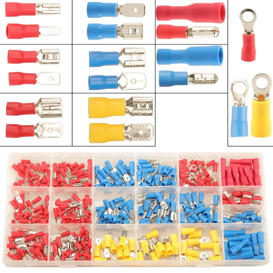480PCS Crimp Connectors, 2.8mm 4.8mm 6.3mm Male and Female Spade Connector kit, 15 Types Crimp Terminals Electrical Connectors