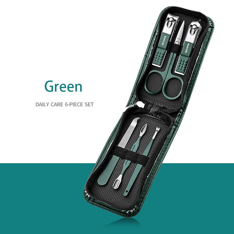 6-9tlg. Maniküre-Set mit Lederetui Professionelle Fuß- und Gesichtspflege-Werkzeugsätze Edelstahl-Nagelknipser-Sets Geschenk