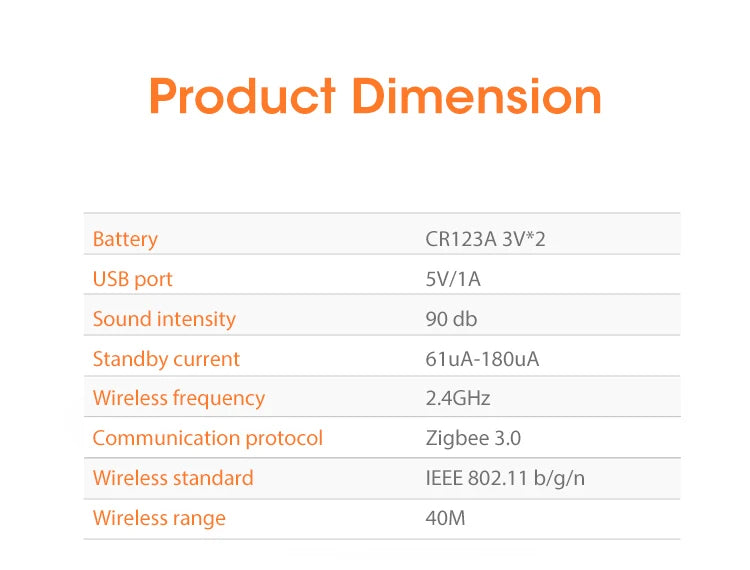 Coolcam Tuya Zigbee Smart Siren Alarm For Home Security with Strobe Alerts Support USB Cable Power UP Works With TUYA Smart Hub - Shoppiline