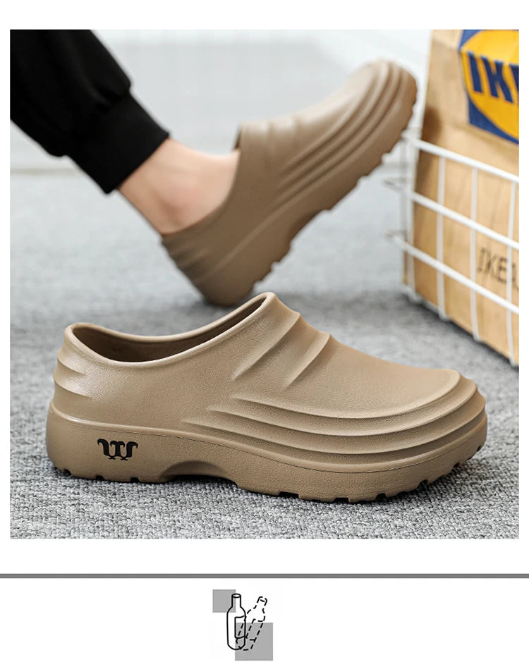 New Men's Anti-slip Chef Shoes Sandals For Men Working Shoes Waterproof Fashion Garden Shoes Clogs For Beach Slippers Size 36-48