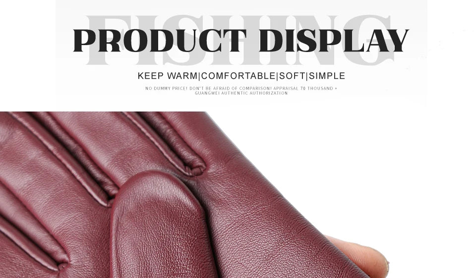 Women's sheepskin gloves winter warm plus velvet short thin touch screen driving color women's leather gloves good quality -2226
