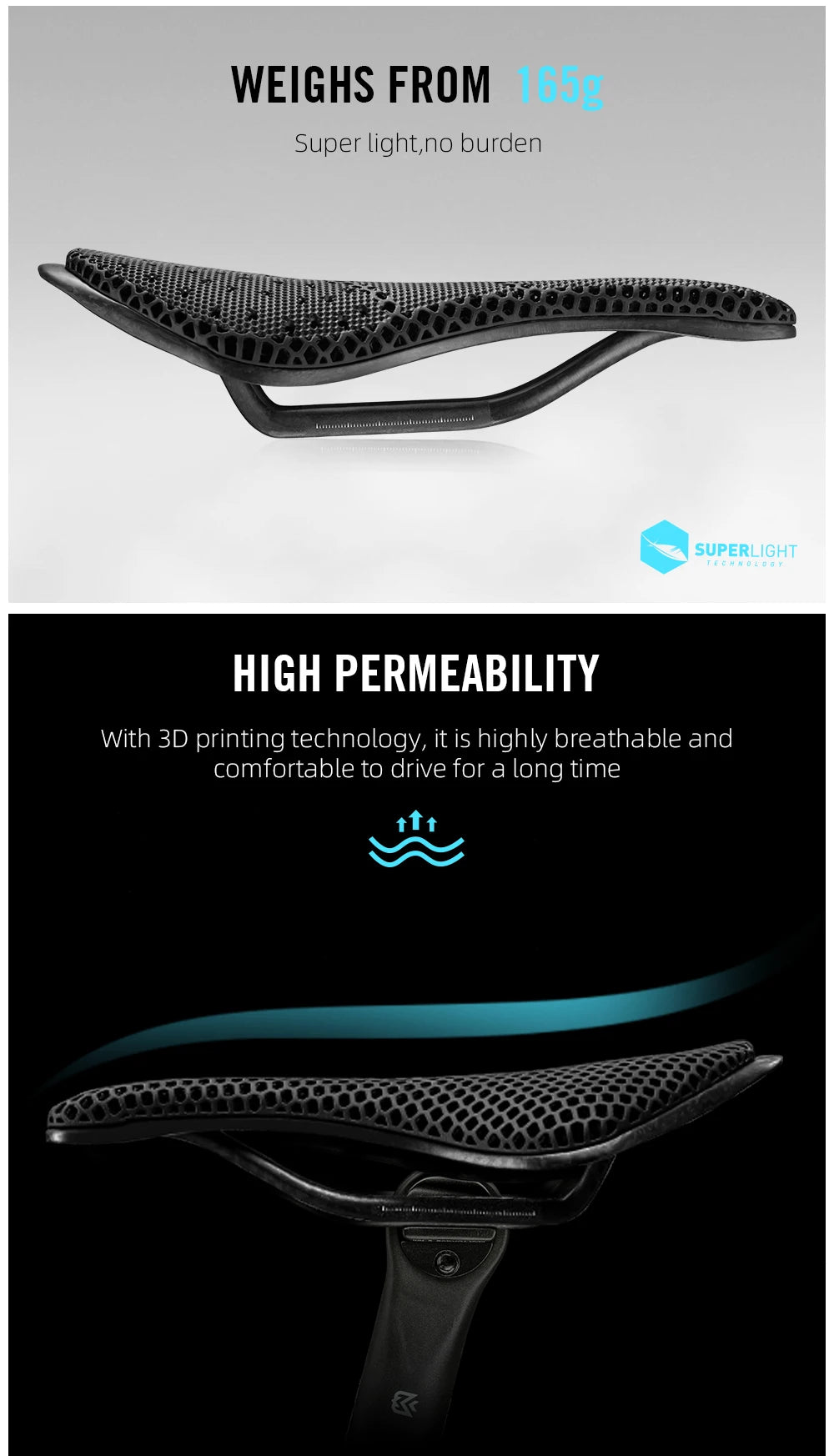 RYET Full Carbon 3D Printed Saddle Ultralight Hollow Comfortable Breathable MTB Road Racing Bike Cycling Seat Bicycle Accessory - Shoppiline