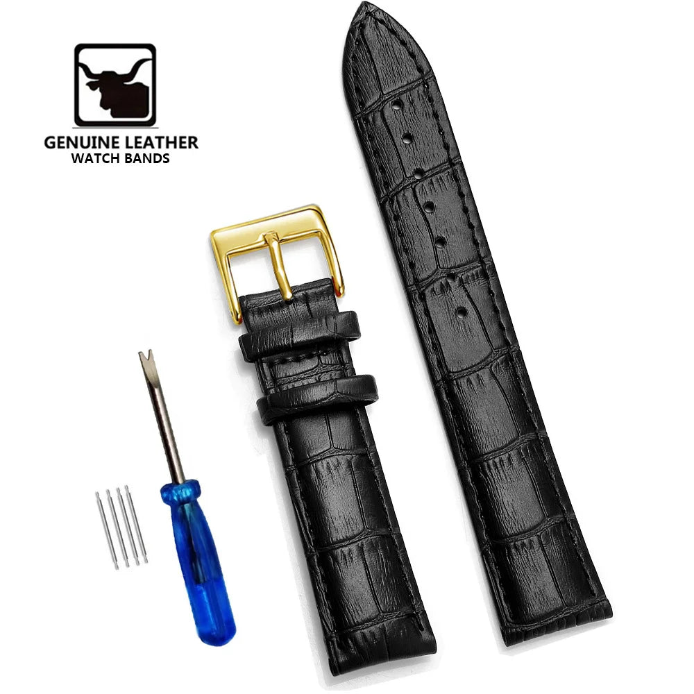 Premium Genuine Leather Watchbands 12/14/16/18/19/20/21/22/24 mm Watch Band Strap High Quality Wrist Belt Bracelet + Tool
