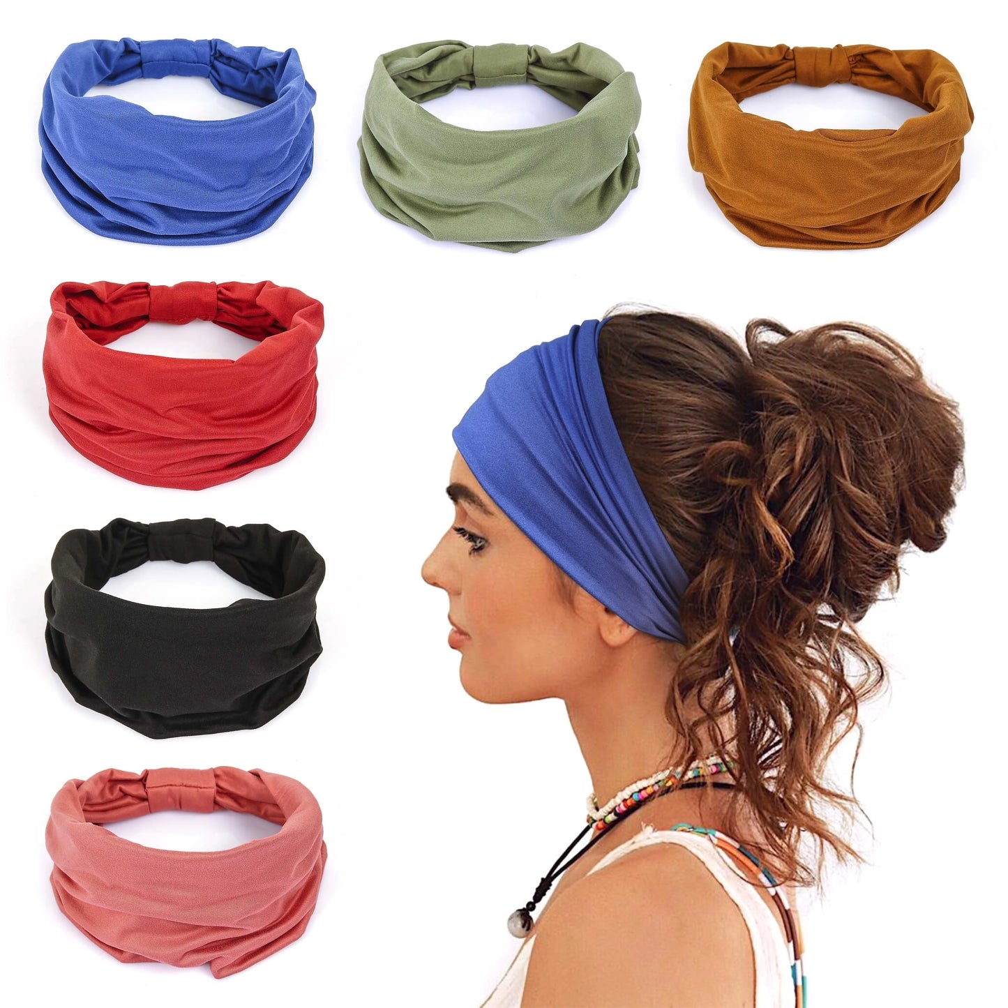 Bandeaux larges pour femmes, antidérapants, doux, élastiques, pour yoga, course, sport, entraînement, gym, turbans, bandanas