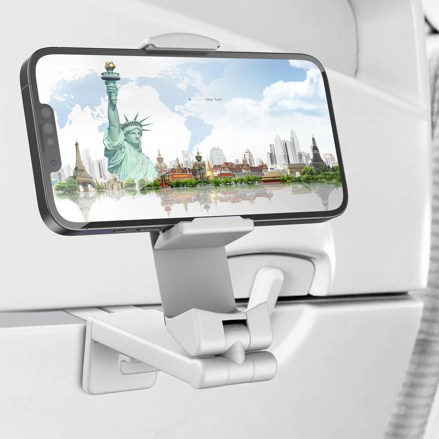 Portable Foldable Airplane Phone Stand Adjustable Rotatable Travel Holder, Multifunctional Flight Train Desk Seat Selfie Support