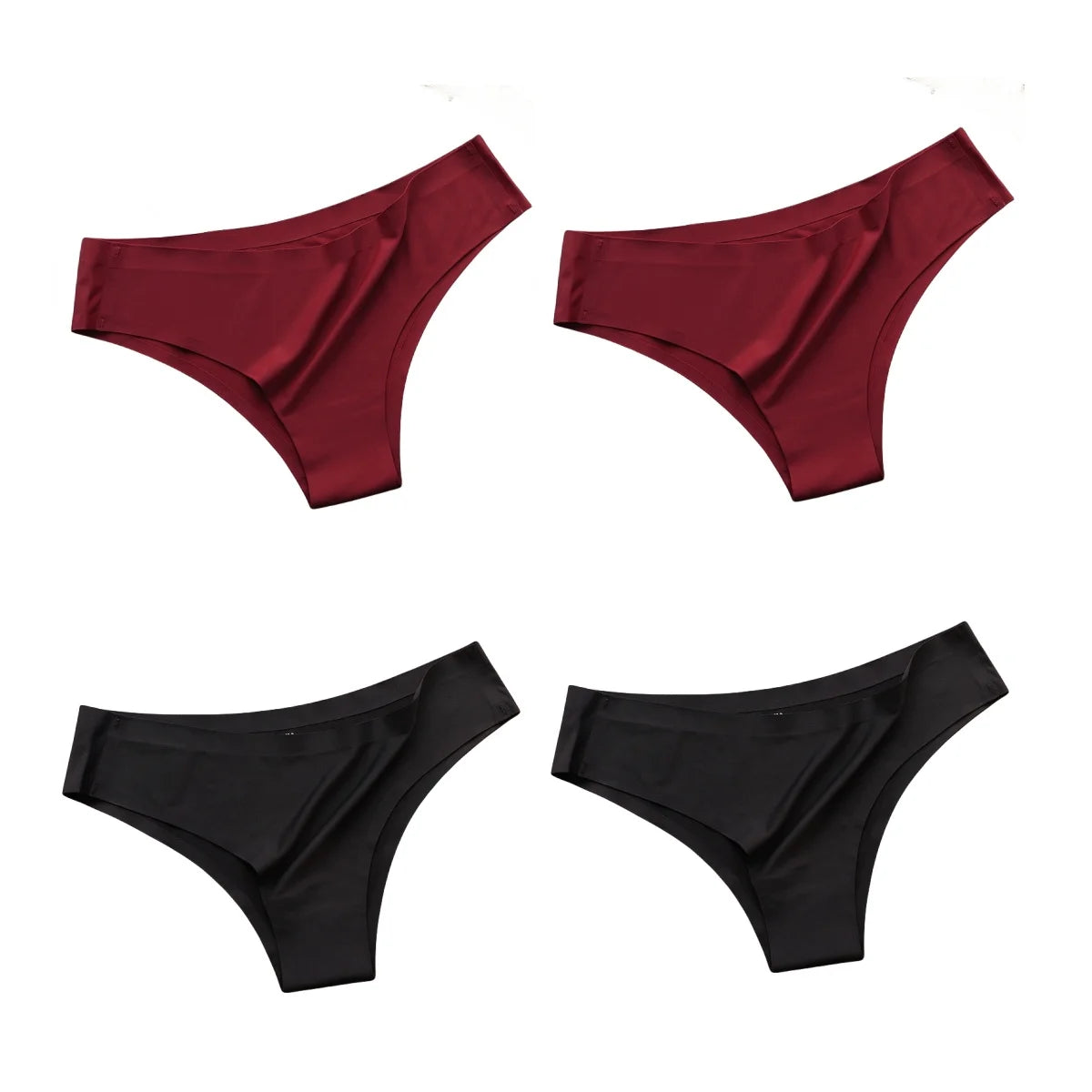 4PCS/Set Seamless Brazilian Panties Women's Sexy Lingerie Cool Ice Silk Low Waist Briefs Soft Solid Ultra-thin Bikini Underwear