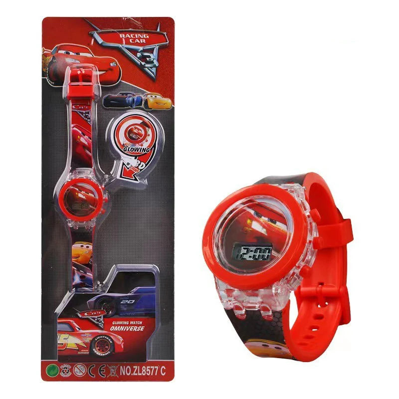 Flash Light Frozen Mickey Kids Watches For Girls Cartoon Snow White Car Children Watch Boys School Student Digitel Clock Gifts