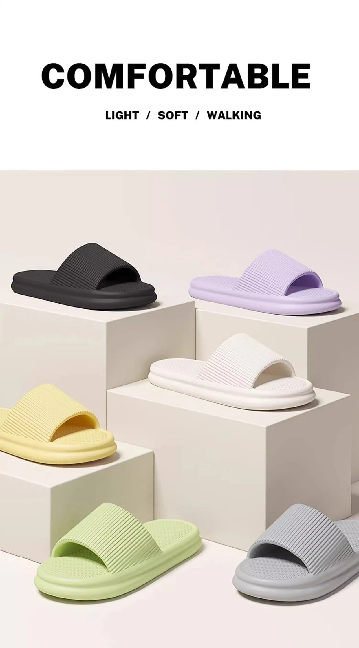 Summer Lovely Solid Color Home Slippers For Women Men Non-slip EVA Bathroom Slides Females Concise Light Sandals Couples Shoes