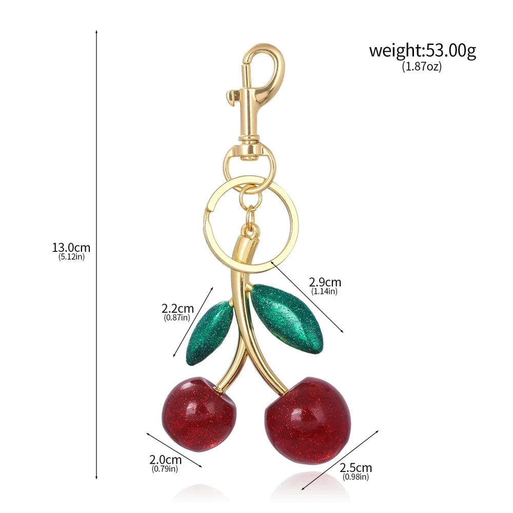 Trendy Red Cherry Pendant Keychain for Women Cute Bag Decorations Multifunctional Jewelry Car Key Accessories Charm Keyring Gift
