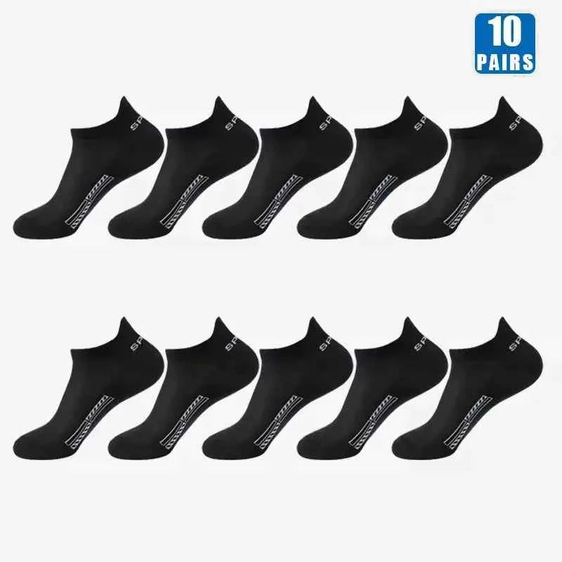 5/10/20 Pairs Men Solid Color Shallow Mouth Socks Spring Summer Mesh Breathable Odor Proof Sweat Absorbing Casual Boat Socks