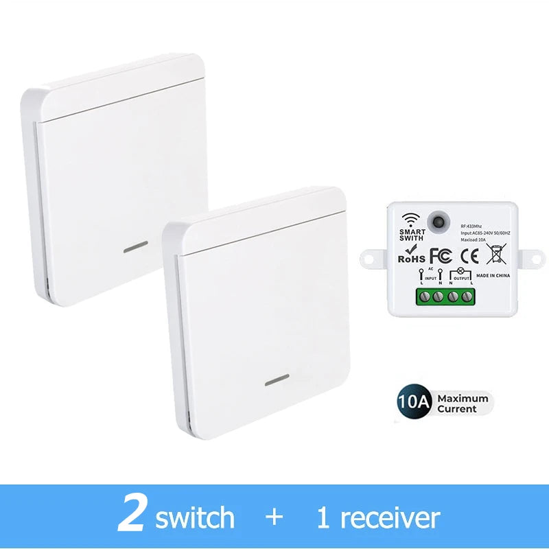 Wireless Light Wall Switch Relay Receiver RF 433Mhz 1/2/3Gang Panel Switch Remote Control Interruptor for LED Lamp 10A 110V 220V