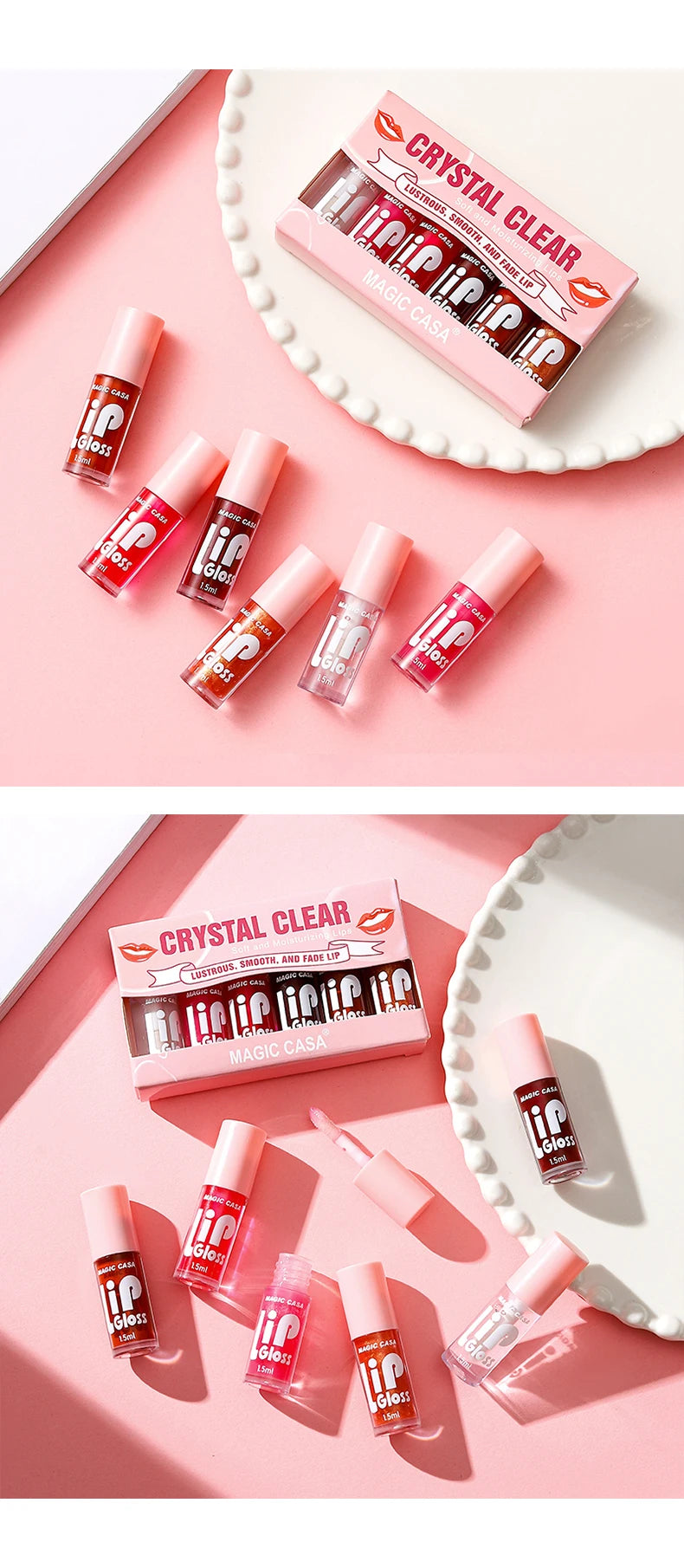 6pcs/set Small bottle Hydrating Jelly Lip Oil long-lasting Moisturizing  smooth shimmering Lip Hydrating Liquid