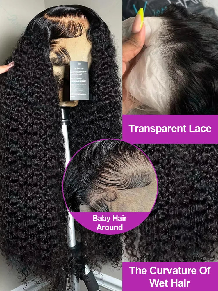 300 % Dichte 13x6 HD Transparent Loose Deep Wave Lace Frontal Perücke Brasilianisch 40 46 Zoll 13x4 360 Lockige Lace Front Perücken Für Frauen