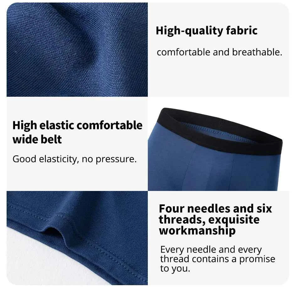 4 Pack Europe and America Size MEN'S Solid Color Sexy Boxer Underwear Antibacterial Breathable plus Size MEN'S Shorts Underwear