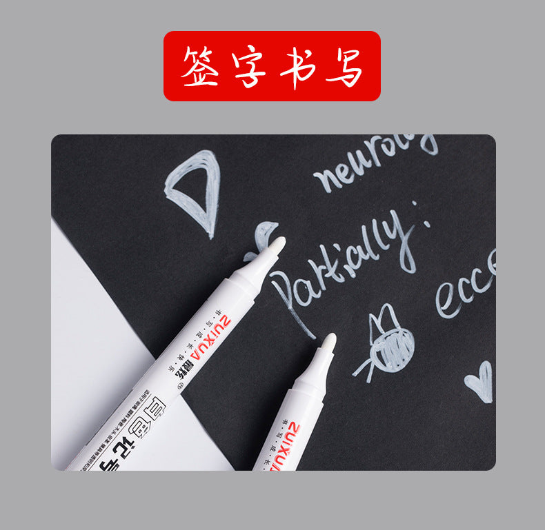 Stylo Marqueur Blanc Ensemble Stylos Gel Blancs Gras Imperméables DIY Graffiti Croquis Marqueur Papeterie Fournitures Scolaires Pinceau