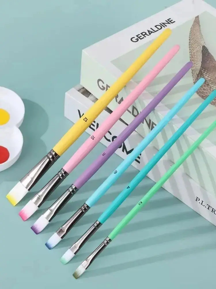 6Pcs Professional Paint Brushes Set, Artist Paintbrush, Easter Egg Brush, Art Painting Supplies, Nylon Round Pointed Flat for Acrylic