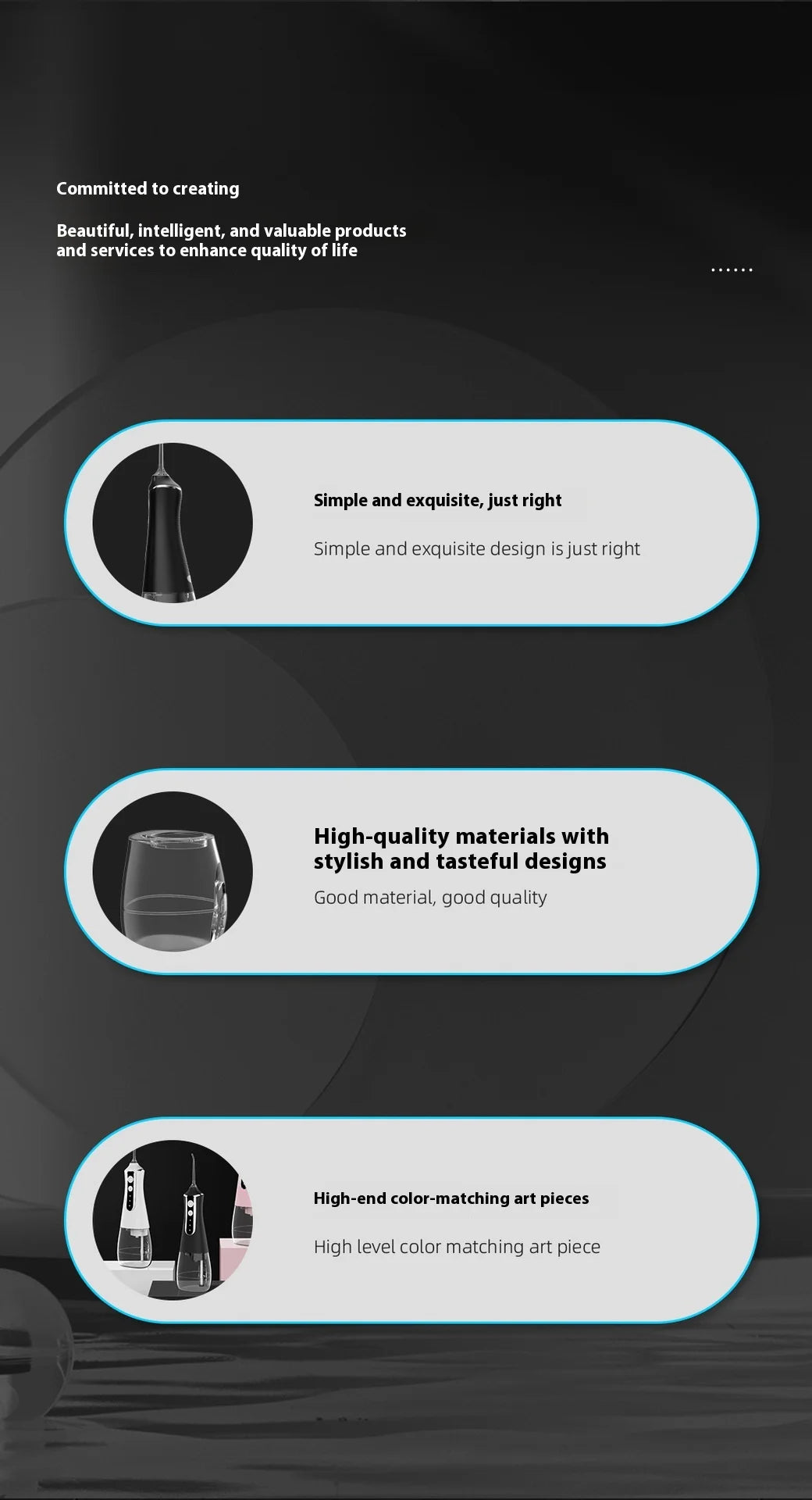 HOMEFISH Oral Irrigator Portable Dental Water Flosser USB Rechargeable Water Jet Floss Tooth Pick Jet Tip Modes Waterproof