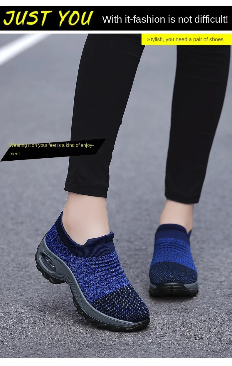 Women Sneakers Summer Fashion Black Sports Casual Shoes Breathable Mesh Lightweight Air Cushion Non-Slip Running Shoe Zapatillas