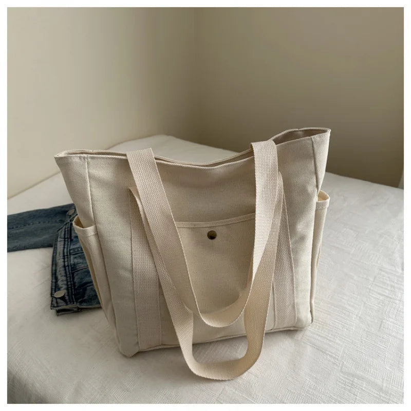 HOMEFISH Portable large-capacity canvas bag, versatile shoulder bag design, special cloth bag for students' class and daily