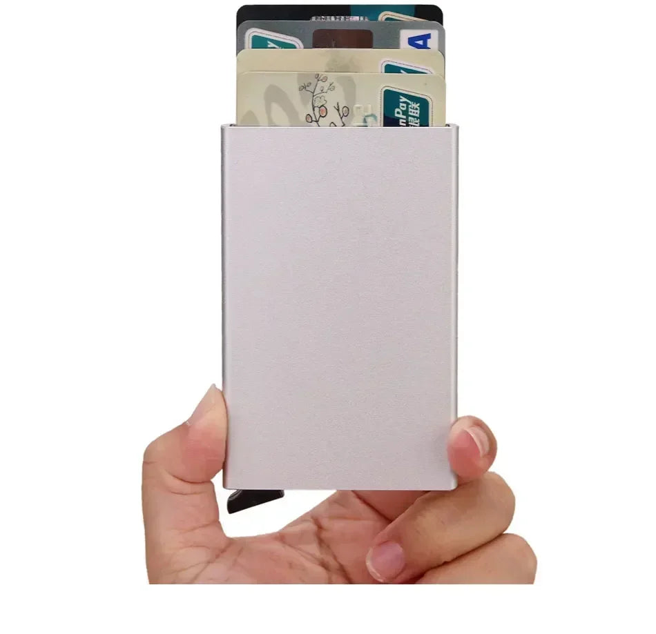 Small and Practical Pop Up Minimalist Smart Wallet Thin Slim RFID Credit Card Holder for Men Women Metal Purse Mini Wallets