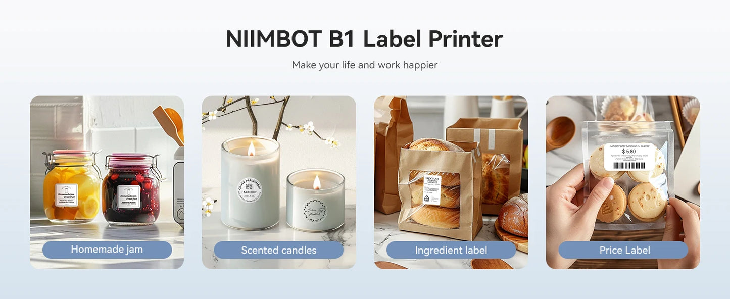 Niimbot B1 Mini Label Thermal Printer Portable Self-Adhesive Bluetooth Maker Machine For Round UV Tag Stickers Labels Rolls - Shoppiline