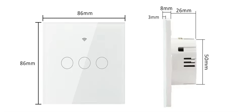EU WiFi RF 433mhz Smart Wireless Touch Wall Light 1/2/3/4 Gang with Switch Button 220V with no Neutral EU Tuya Alexa Google - Shoppiline