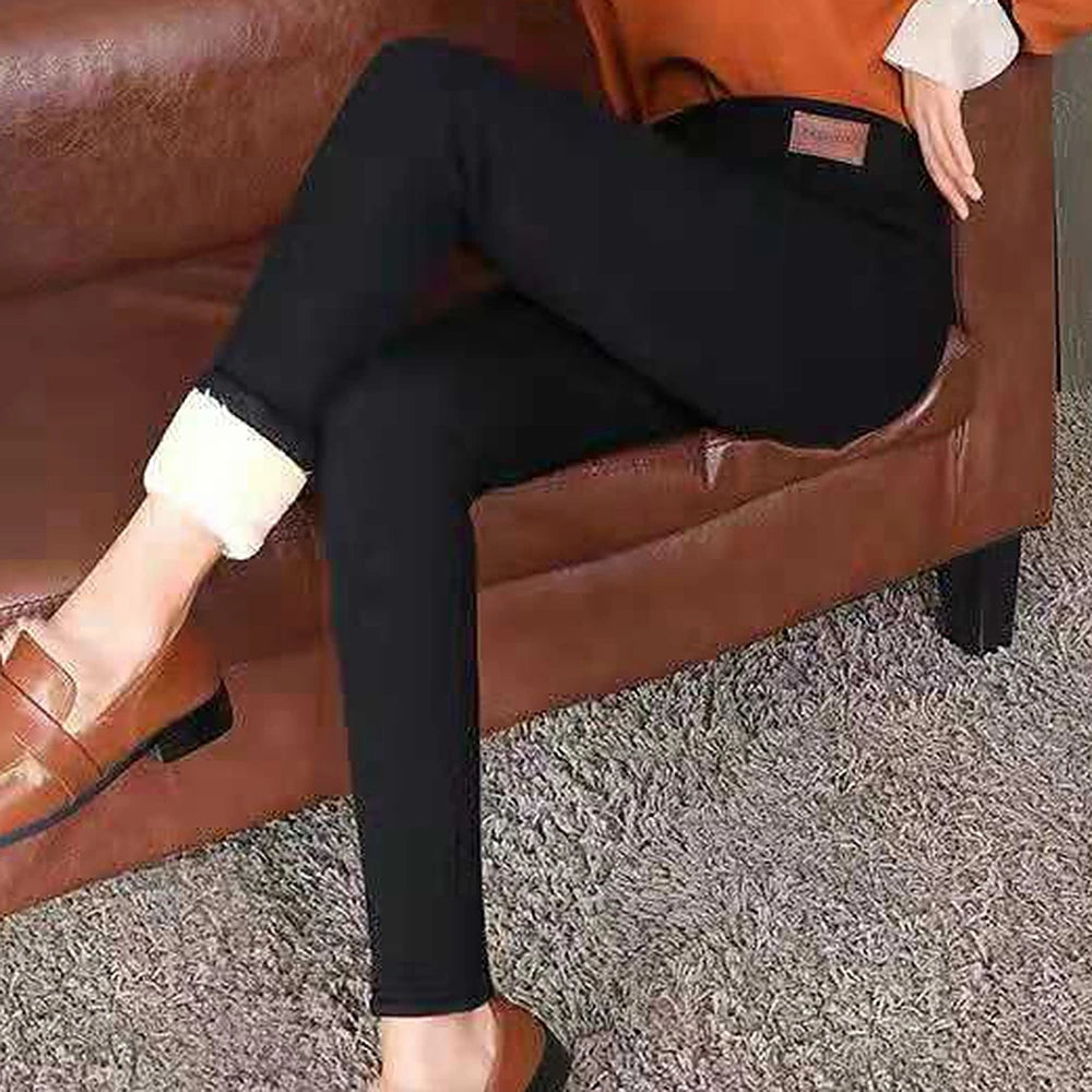 Damen-Lammfleece-Leggings, nahtlos, hohe Taille, dicke Thermoleggings, modische, warme Winter-Damenstrumpfhose, isolierte Hose