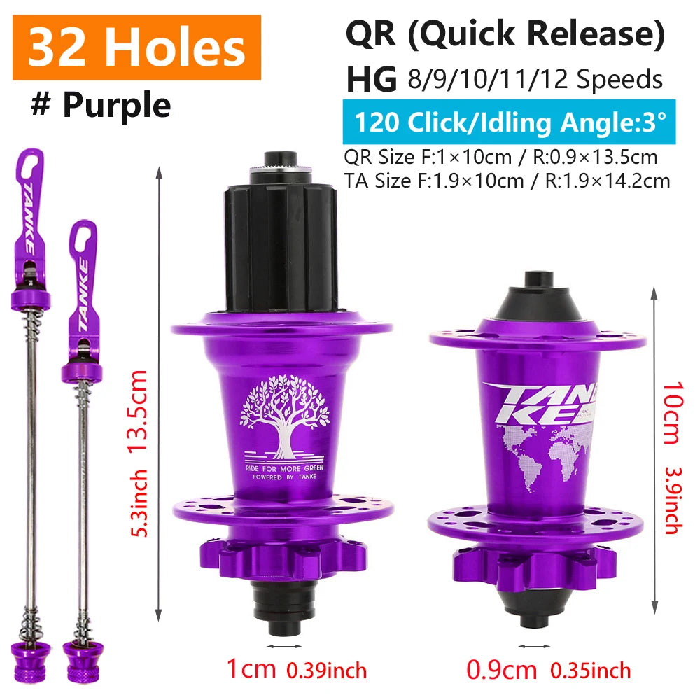 TANKE 120 Click Hub 6 Bearing MTB Mountain Bike Front Rear Thru HG 28 32 36 Holes Disc Brake Bicycle Hubs 8 9 10 11 12 Speed
