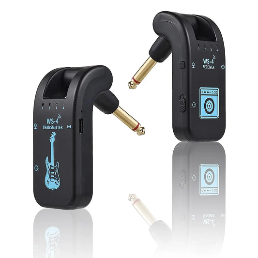 WS-4 2.4GHz Wireless Guitar Audio System - No Pairing Required, 8 Channels, 40m Range, 10H Battery, for Guitar/Keyboard/Drums