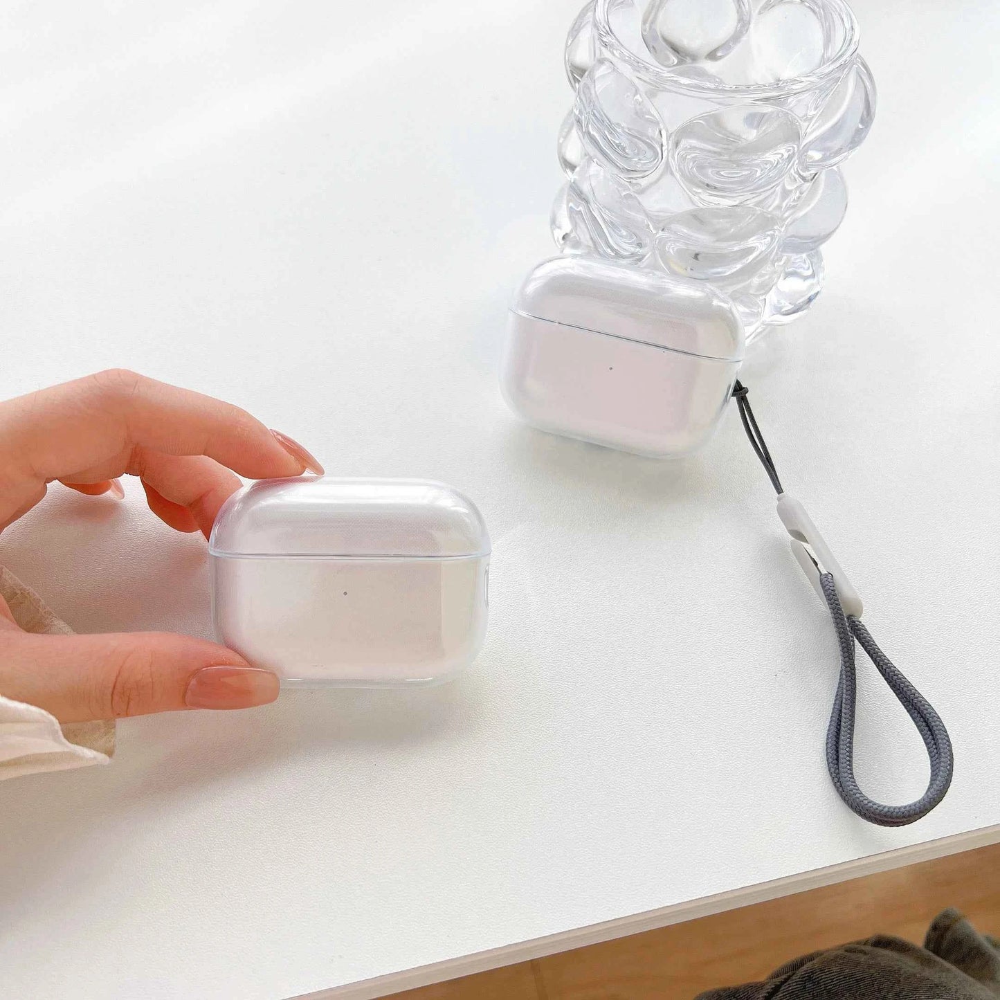 Clear Soft TPU Earphone Case for Airpods 4 3 2 1 Pro Pro2 Pro 3 Shockproof with Lanyard Strap for Airpods 4 Charging Case Cover