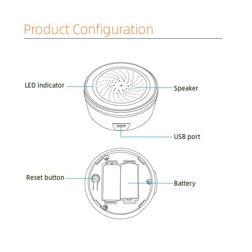 ONENUO Tuya Zigbee Smart Siren Alarm For Home Security with Strobe Alerts Support USB Cable Power and Built-in Battery - Shoppiline