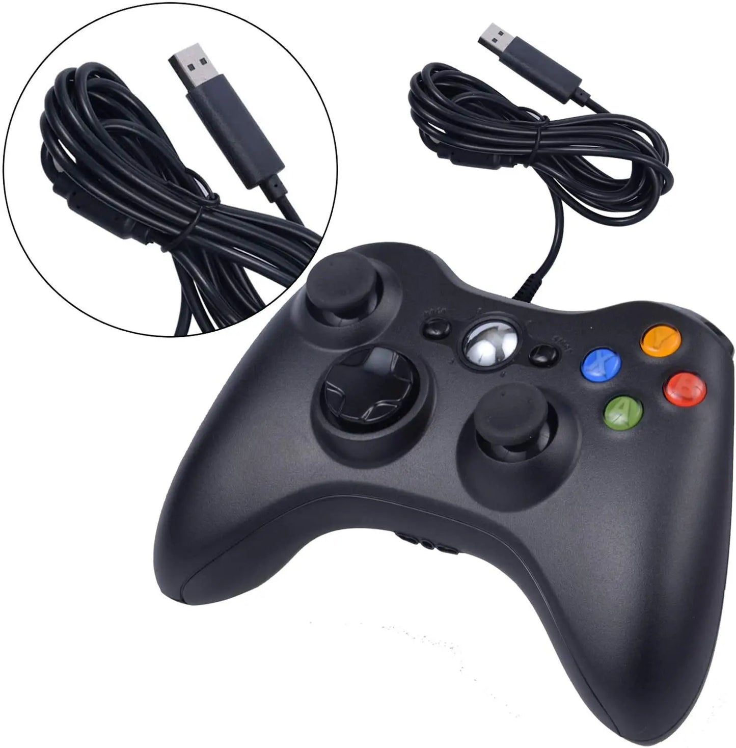 Wired Game Controller for Xbox 360 with Dual-Vibration,Compatible with Xbox 360/360 Slim&PC Windows 7,8,10,11