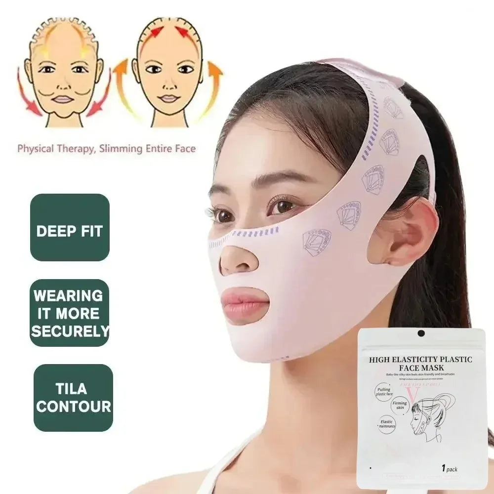 1 masque liftant réglable en V, bandage de remodelage du visage respirant et confortable réutilisable pour la réduction du double menton, le raffermissement, cadeau