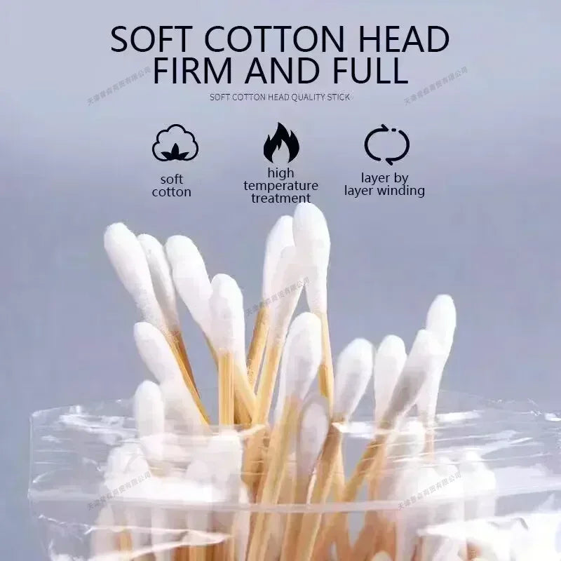 1 à 20 paquets de 100 bâtonnets en bois/paquet Coton-tiges pour bébés Nettoyage des oreilles Tampons Coton-tiges de santé et de beauté Bourgeons de coton de nettoyage