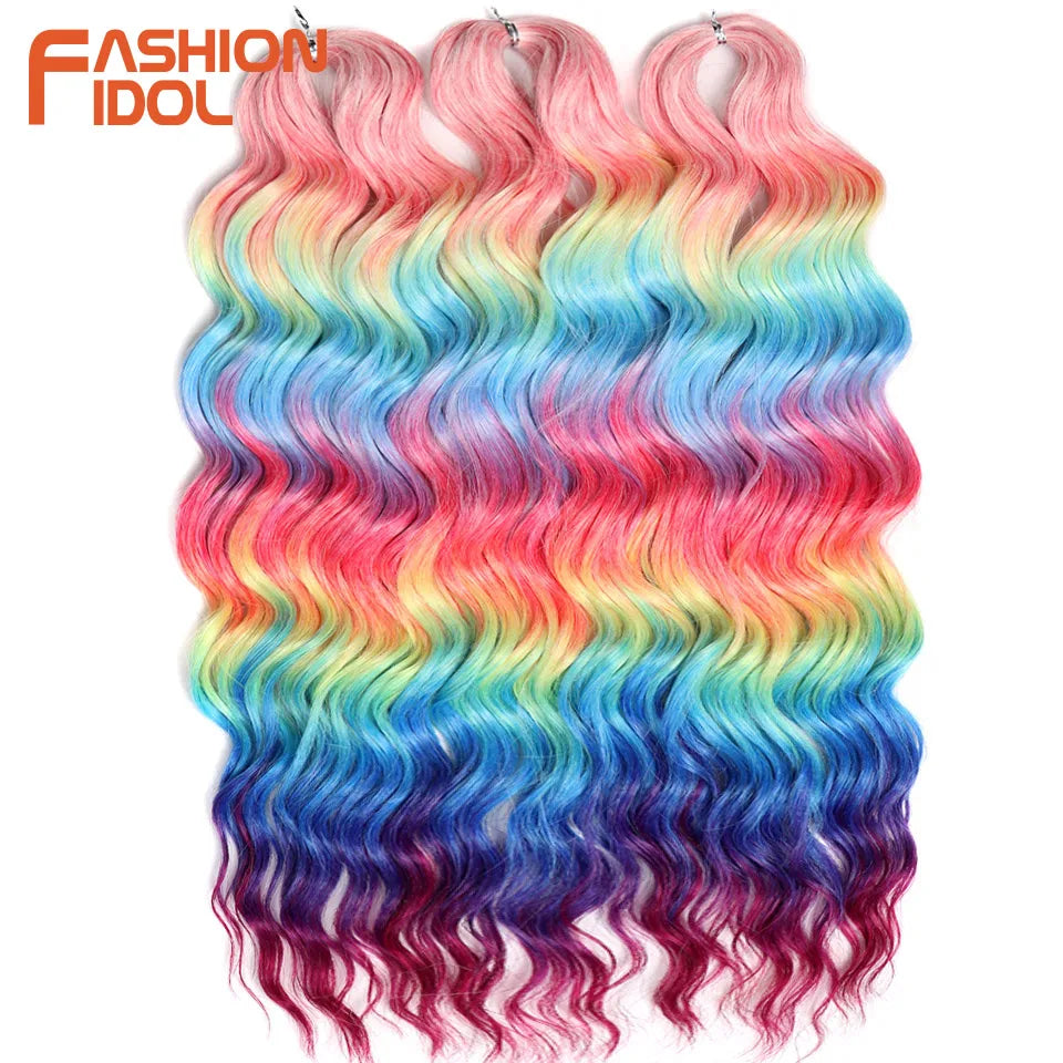 Anna Hair Extensions synthétiques de tresses Loose Deep Wave 24 pouces, cheveux tressés ondulés, cheveux bouclés torsadés au crochet Ombré Blond