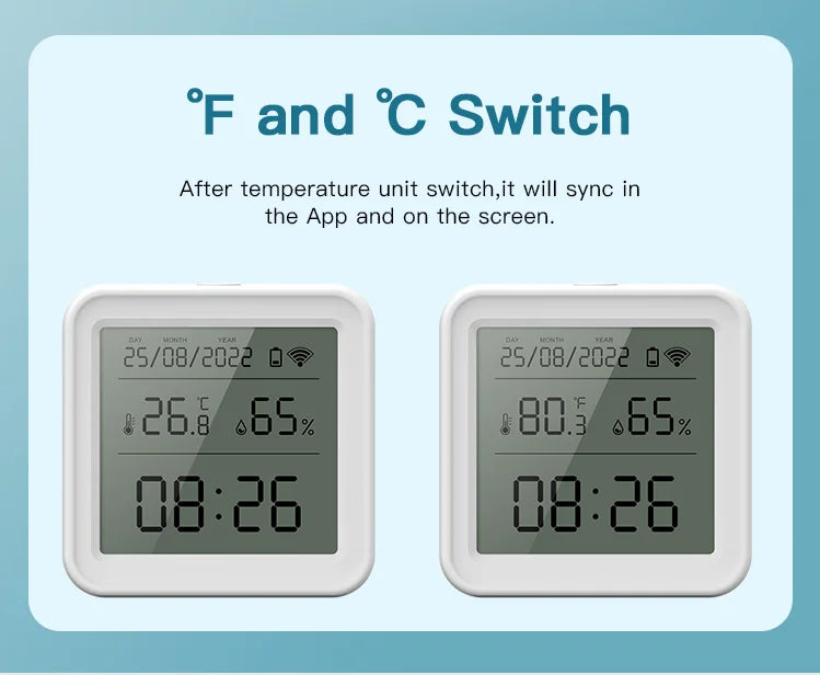 Tuya Temperature and Humidity Sensor WiFi with Backlight Supported Hygrometer Thermometer Work With Yandex Alexa