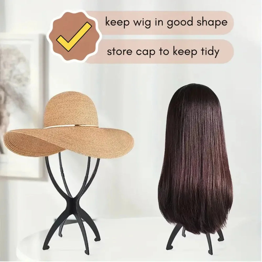 3 PCS Durable Folding Wig Stand for Solid Color Wigs - Stable Hair Clip and Display Tool, Hair Extension Holder