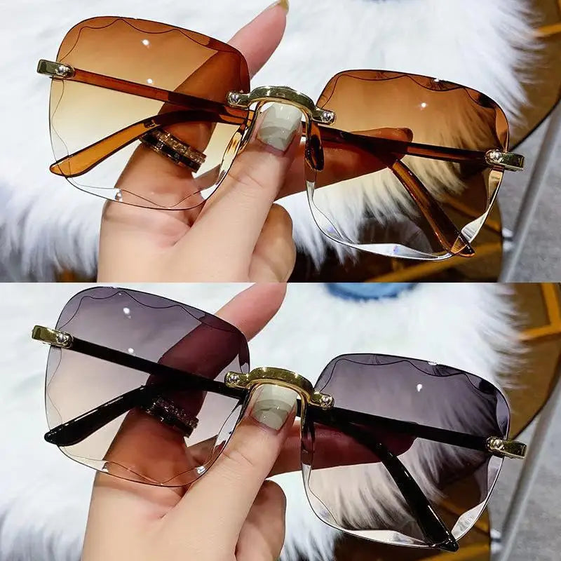 Frameless Sunglasses Y2K Gradient Fashion Korean Hip Pop Anti Ultraviolet Elegant Luxury Outdoor Travel Eyewear Women Unisex