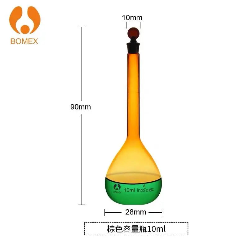 1/2/5/10/25/50/100/200/500/1000ml Class A Borosilicate Glass Lab Brown Volumetric Flask With Stopper