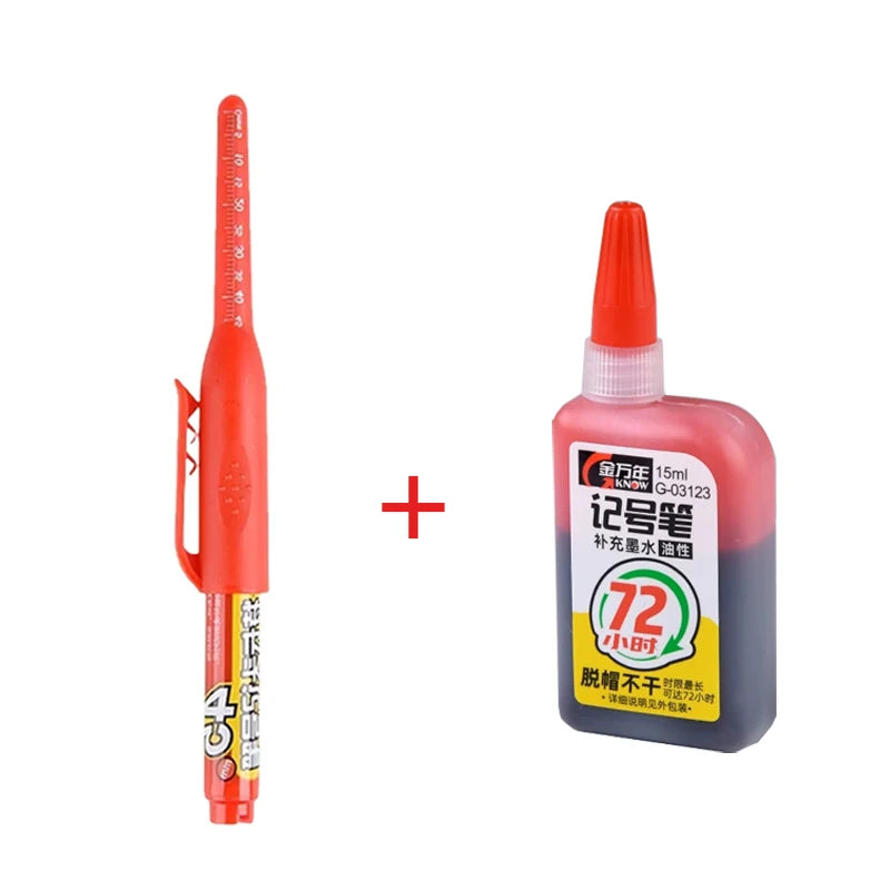 45mm Waterproof Long Head Nib Deep Hole Markers Pen Tile Carpenter Pen Multi-purpose for Woodworking Black/Blue/Red Ink