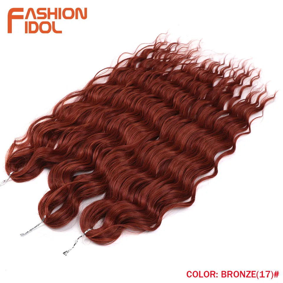 Anna Hair Extensions synthétiques de tresses Loose Deep Wave 24 pouces, cheveux tressés ondulés, cheveux bouclés torsadés au crochet Ombré Blond