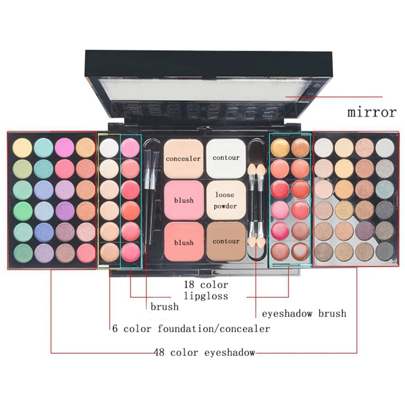 Palette de fards à paupières pailletés 40/74/78 couleurs Mat Imperméable Longue Tenue Poudre Compacte Trousse de Maquillage Outils de Maquillage pour Femmes