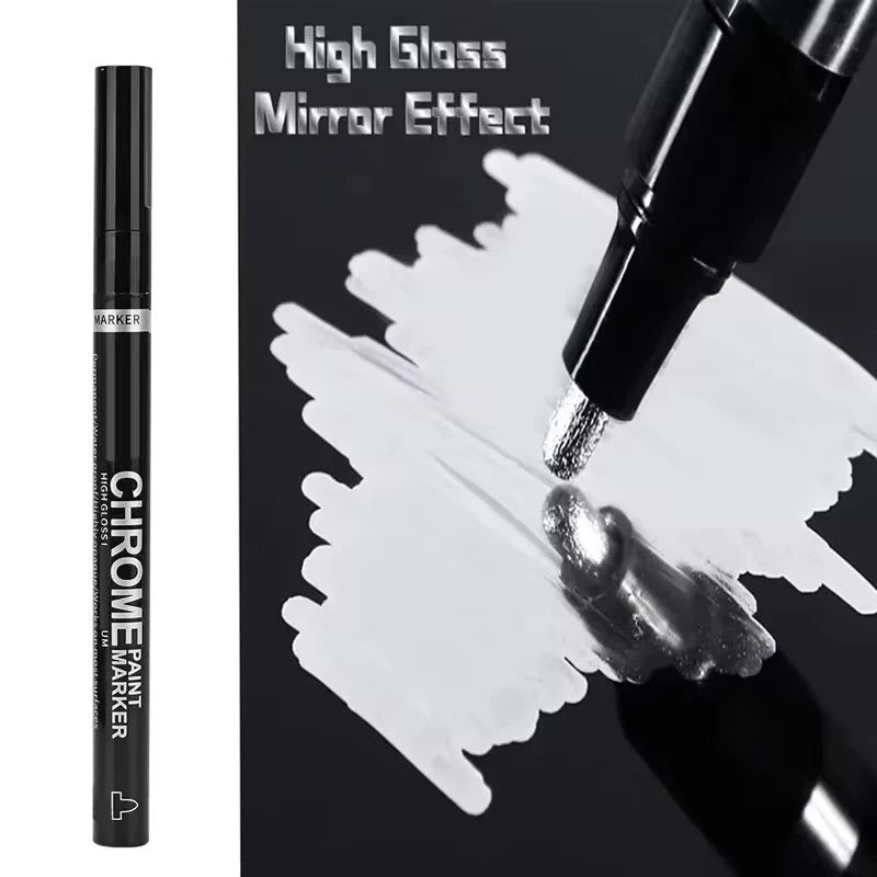 5/1pcs Chrome Pen Marker Mirror Waterproof Paint Repair For Rock Ceramic Glass Metallic Gold/Silver 2mm Nib - Shoppiline