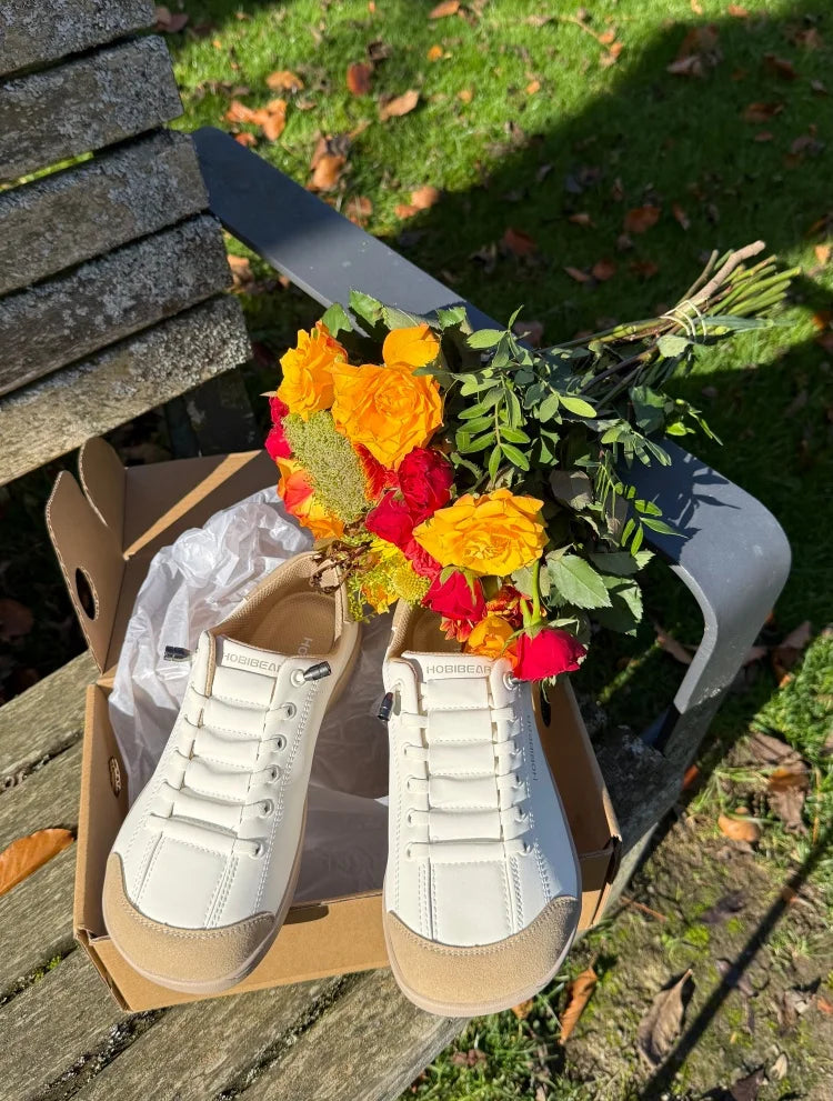 HOBIBEAR Unisex Barefoot Wide Toe Shoes Women Men Artificial Leather Minimalist Sneakers Adjustable Slip On Walking Shoes