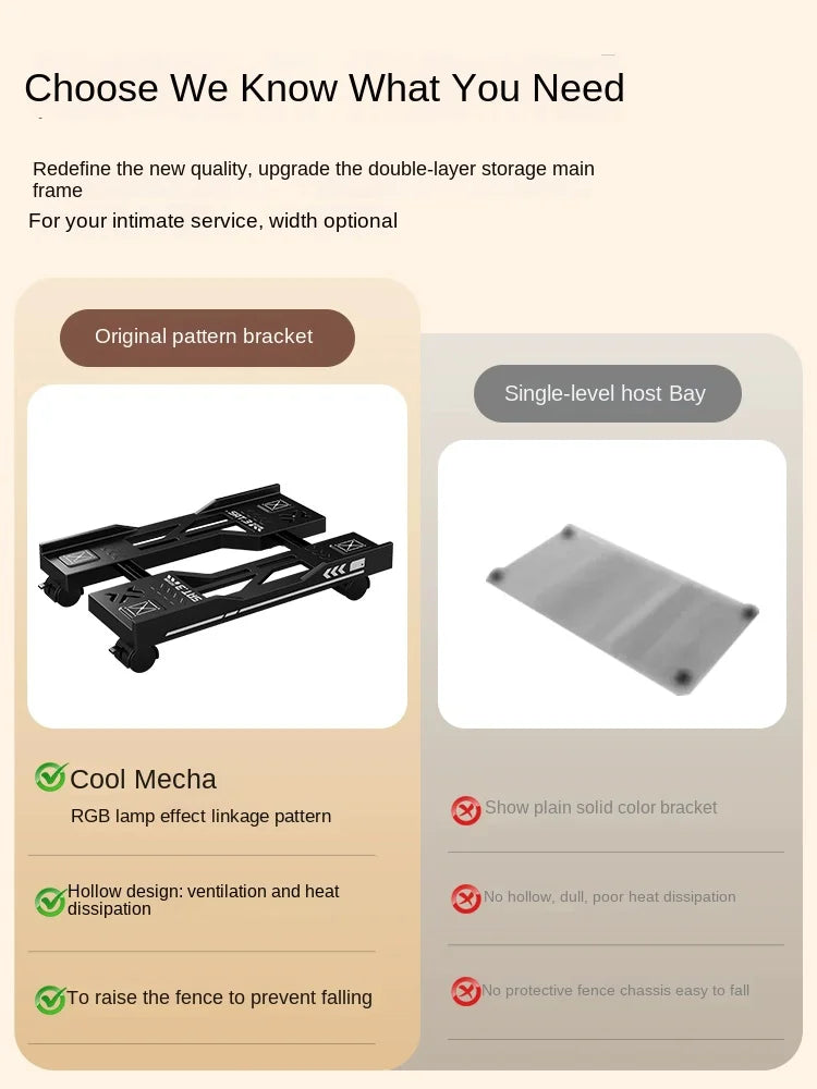 Mobile PC Tower Stand Adjustable Shelf Computer CPU Holder Telescopic Desktop Stand Computer Bracket Cart With Rolling Caster - Shoppiline
